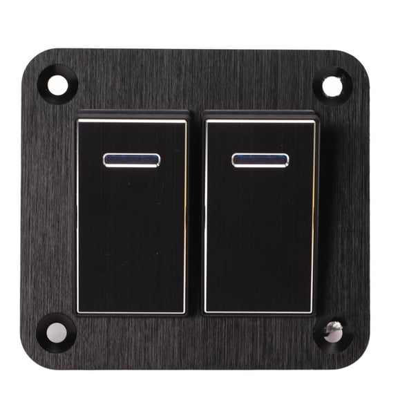 Xirurus 2 Gang Rocker Switch Panel Waterproof ON OFF 12V 24V Aluminum Alloy Pre-Wired Toggle Switch with Blue Backlit for Car Boat Truck RV Marine UTV ATV Universal Fit