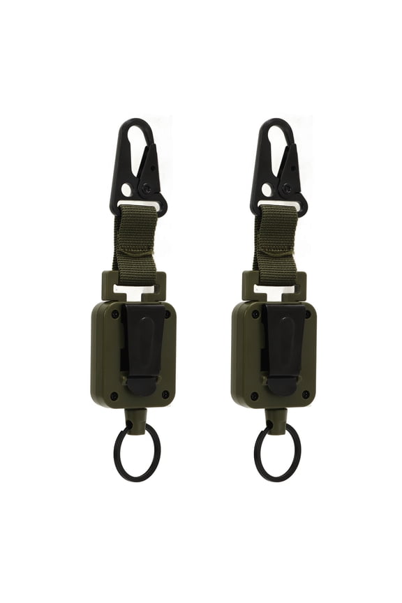 2 PCS Easy Pull Buckle Keychain Olecranon Buckle Stretchable Quick Release Buckle Key Ring for Bag Pants Army Green, Heavy Duty Retractable Keychain Clip