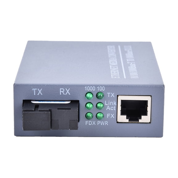 Xirurus 2 Pcs Gigabit Ethernet Media Converter Single Mode Single Core RJ45 Fiber Optic Network Adapter Wide Voltage 110-240V US Plug for Security Monitoring and Fiber Access (9.06 inches / 23 cm)