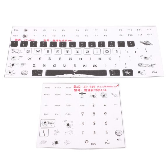 Xirurus 2 Pcs Universal Desktop Computer Mechanical Gaming Replacement Keyboard Keycap Matte Stickers Decals for 84-108 Keys (12.60 inches / 32.00 cm) - Black PVC Material Protective Accessories