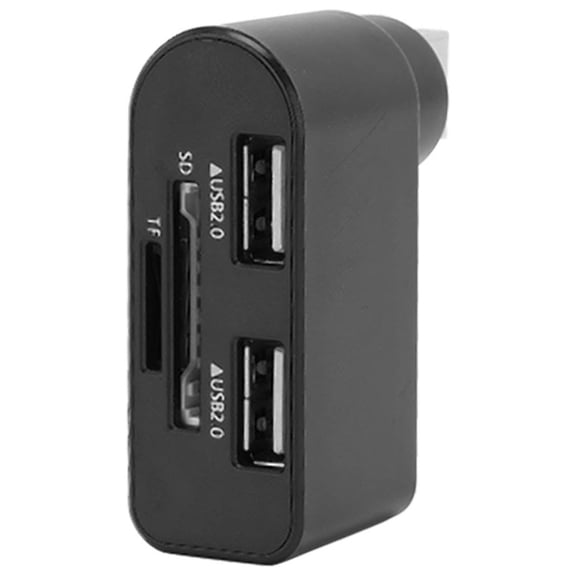 Xirurus 2-Port USB 2.0 Hub High-Speed Splitter and Memory Card Reader Adapter for Laptop, PC, Flash Drives, Mobile HDD, Keyboards, Mice, and Cameras (5.51x3.15x1.18 inches / 14x8x3 cm)