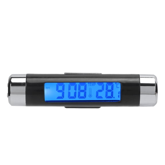 Xirurus 2-in-1 Car Digital Thermometer Black Dashboard Blue Backlight Calendar Clock Temperature Gauge LCD Display Automotive Auto Clock Digital Meter Universal Fit For Cars Trucks RVs Boat