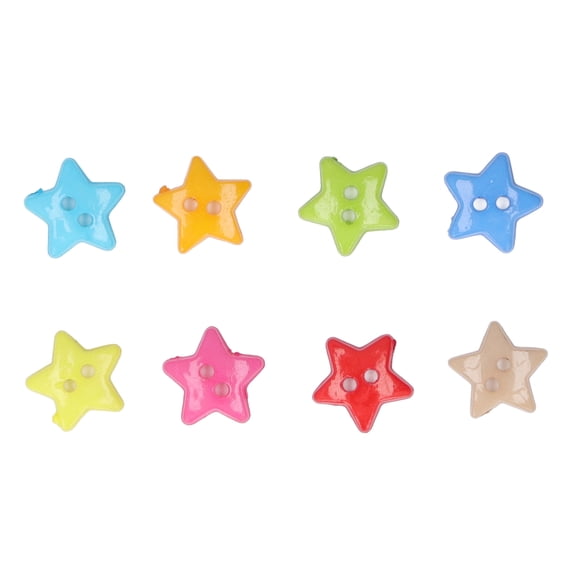 Xirurus 200 Pieces Colorful Star Buttons Small Decorative Plastic Sewing Fasteners for DIY Crafts, Clothing Design, and Scrapbooking Projects (3.93 inches / 10 cm Package)