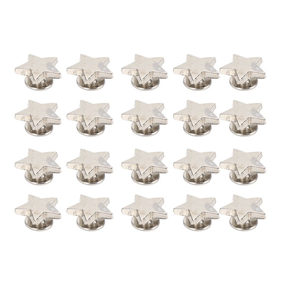 Xirurus 20Pcs Star Shape Rivet Stud Button DIY Clothes Shoes Decoration Accessories with Screws Silver Finish for Sewing Crafts Leather Crafting 0.5 inches / 12 mm