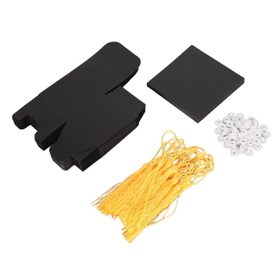 Xirurus 20pcs Graduation Hat Gift Box European Style Candy Boxes with Tassel for Party Favors, Black