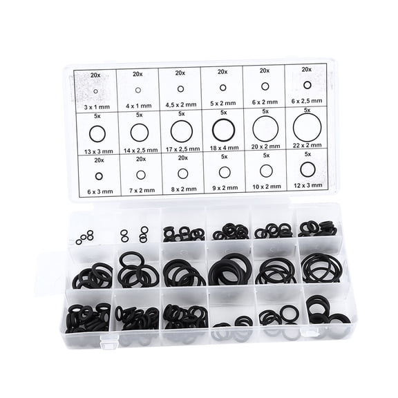 Xirurus 225 Pcs Assorted Rubber O Ring Washer Seals Gasket Assortment Set for Car Black 18 Sizes