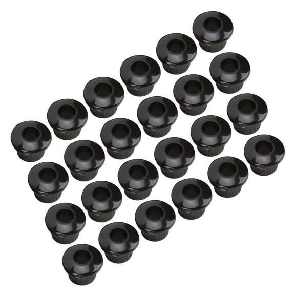 Xirurus 24Pcs Guitar String Button Ferrules 10mm High Performance Plastic Semi Closed Design Guitar Parts Black (0.39 inches / 10 mm)