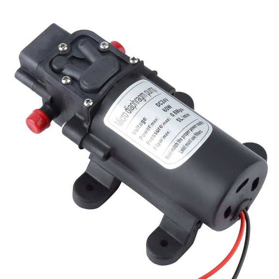 Xirurus 24V 60W Mini Electric Water Pump, High Pressure 5L/m Flow Micro Diaphragm Pump for Spraying & Humidifiers, 1.5m Suction Range / 80m Lift (18 x 10 x 7 inches)