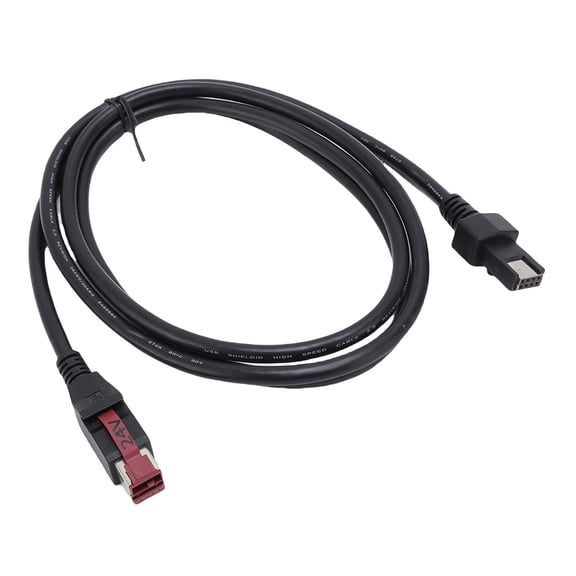 Xirurus 24V Powered Barcode Scanner Cable Cord POS Terminal Connection Line USB Printer Cable PVC Plug and Play, Black (6 ft / 1.8 m)