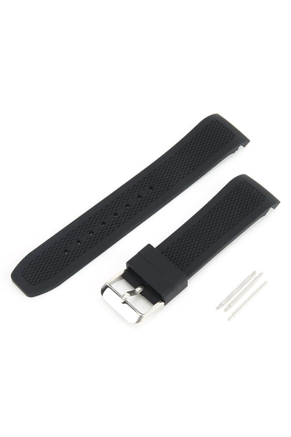 24mm Watch Band Silicone Pin Buckle Waterproof Sweat Proof Watch Strap, Replacement Wristwatch Accessories with 3 Spring Bars, 24 millimeters / 0.94 inches, Black[cite: 1]