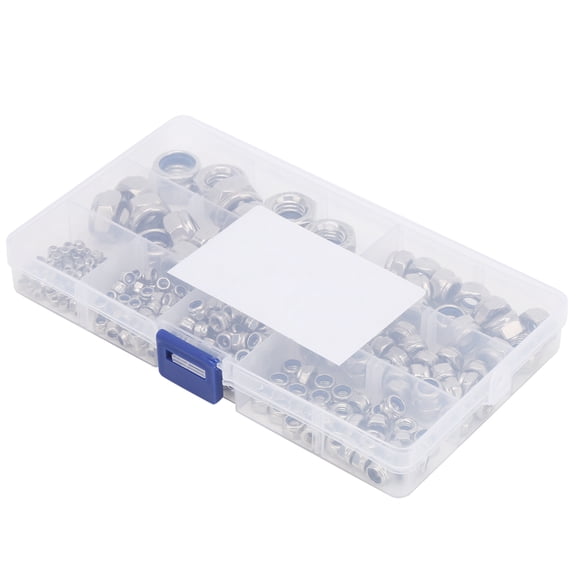 Xirurus 281Pcs Self-Locking Nuts Set, 304 Stainless Steel Nylon Insert Anti-Loose Hardware Fasteners Kit, M2 M3 M4 M5 M6 M8 M10 M12 Assortment with Storage Box