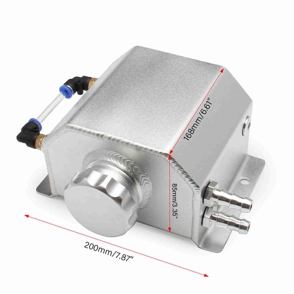 Xirurus 2L Aluminum Car Coolant Overflow Expansion Tanks Oil Catch Can Reservoir Universal Oil Breather Tanks with Drain Plug for Automotive Radiator Repair Parts, Silver
