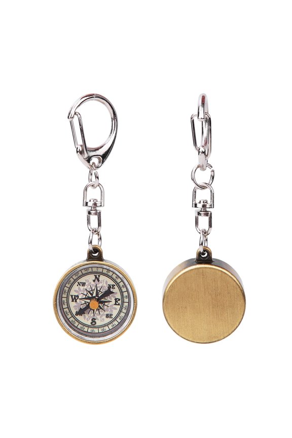 2PCS Vintage Portable Zinc Alloy Compact Pocket Compass Keychain for Outdoor Navigation Tools, Reliable Direction Finding Gear for Hiking and Camping (2.76 inches / 7 cm)
