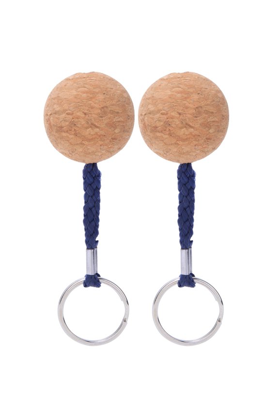 2Pcs Floating Cork Keyring Wooden Ball Key Ring Float Boat Canoe Water Sport Accessories Black Rope
