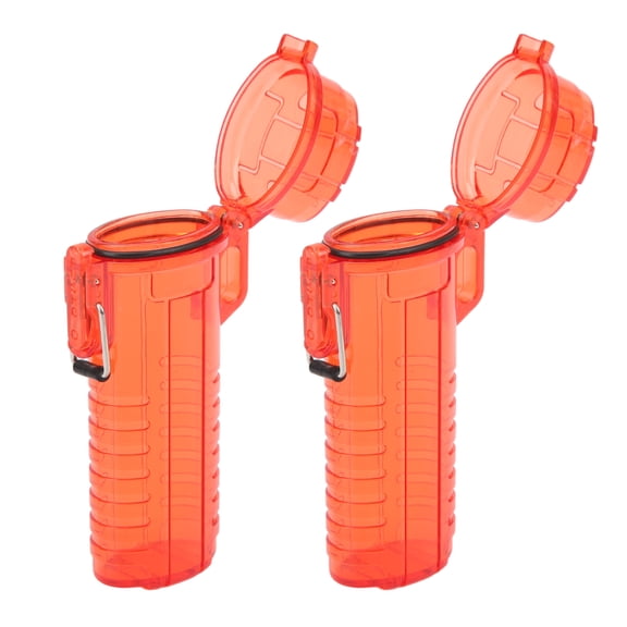 Xirurus 2Pcs Lighter Case Waterproof Container for Camping, Transparent Red (5.51 inches / 14 cm)