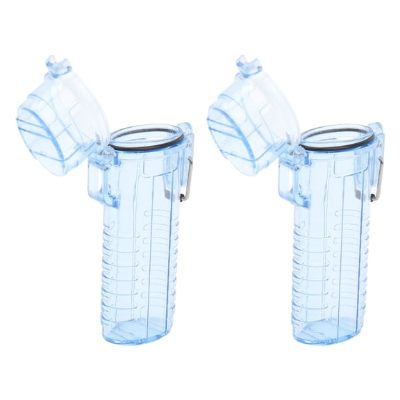 Xirurus 2Pcs Lighter Case Waterproof Storage Container Plastic for Camping Hiking, Transparent Blue (5.91 inches / 15 cm)