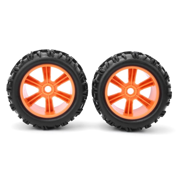 Xirurus 2Pcs Orange RC Car Replacement Rubber Tires and Wheels Hubs Accessory, Perfect Fit for 1/8 Scale ZD Racing 8477, Redcat, Rovan, HPI Savage, HSP, XL Mounted RC Trucks and Vehicles