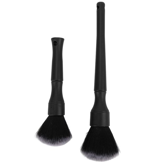 Xirurus 2pcs Soft Car Detailing Brush Set Multi Purpose Automotive Cleaning Brush Black