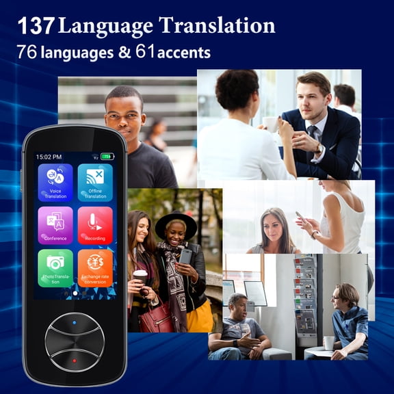 Xirurus 3.0 inches / 7.6 cm IPS Touch Screen Intelligent Translator 1500mAh Automatic Converter Electronic Interpreter Compatible with Android