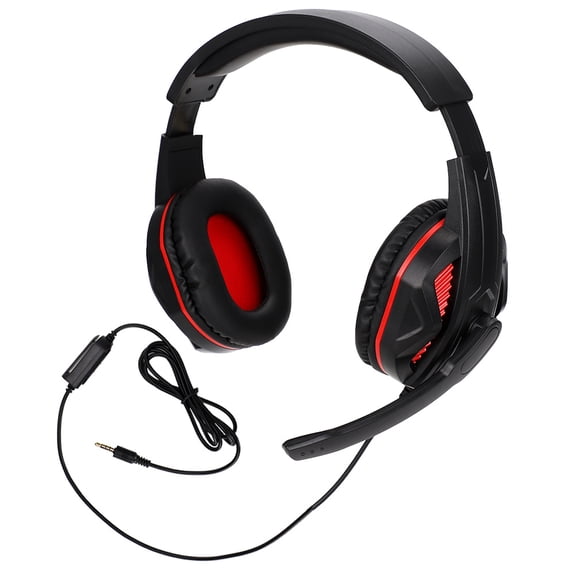 Xirurus 3.5mm Competitive Gaming Headset with Microphone, Wired Over-Ear Headphones for PS4, PC, Mobile Phone & Switch, Noise Isolation, Bass Shock Audio, Adjustable Headband, Black and Red