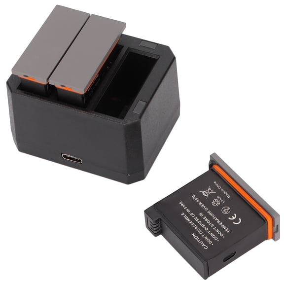 Xirurus 3-Channel USB Battery Charger Kit with 3 Pack 1300mAh Batteries for DJI OSMO Action Camera, Portable Action Cam Power Supply Accessories, LED Indicator, Black, 5.51 inches