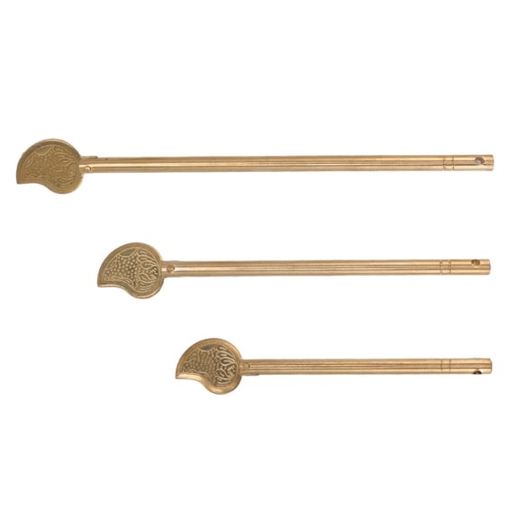 Xirurus 3-Piece Leaf Shaped Cabinet Key Latch Brass Locking Pin for Home Furniture, Vintage Decorative Straight Barrel Bolt Hardware Catch for Doors, Windows, and Drawers, 6.69 inches / 17 cm Length