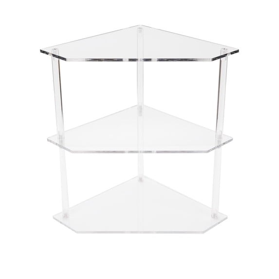 Xirurus 3 Tier Acrylic Corner Side Table, Clear Triangular Small End Table for Living Room, 8.9" x 8.9" x 11.8" / 22.5 x 22.5 x 30cm