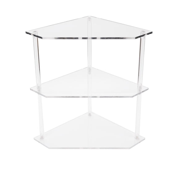 Xirurus 3 Tier Acrylic Corner Side Table, Clear Triangular Small End Table for Living Room, 8.9" x 8.9" x 11.8" / 22.5 x 22.5 x 30cm