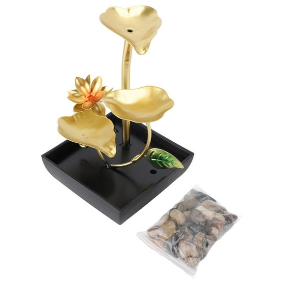 Xirurus 3‑Tier Lotus Leaf Tabletop Waterfall Fountain with LED Glow, Quiet Pump, Adjustable Flow – Portable Desk & Home Décor