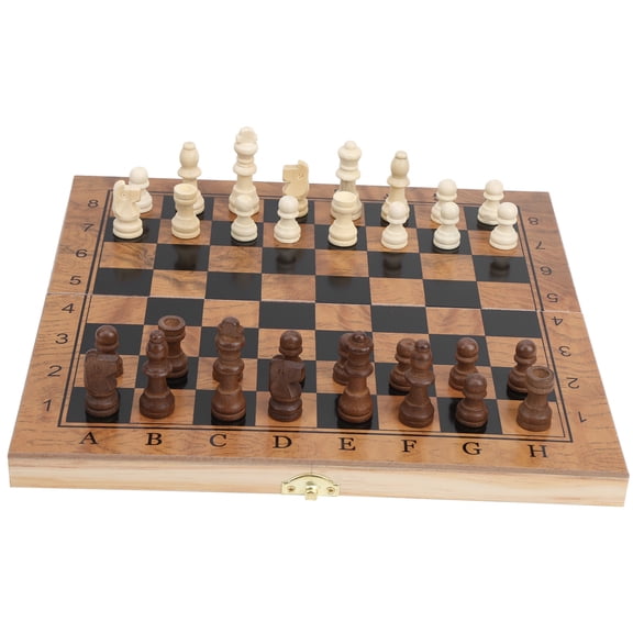 Xirurus 3 in 1 MultiFunctional Folding Wooden Chess Checkers Board Game Portable Draughts Set (11.81 inches / 30 cm)