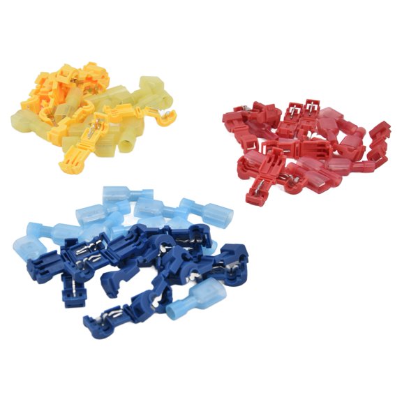 Xirurus 30-Pair T Shape Disconnect Connector Kit Electrical Insulated Terminals Quick Splice Wire Connectors for Home Decoration and Circuit Repair (3.9 inches / 10 cm)