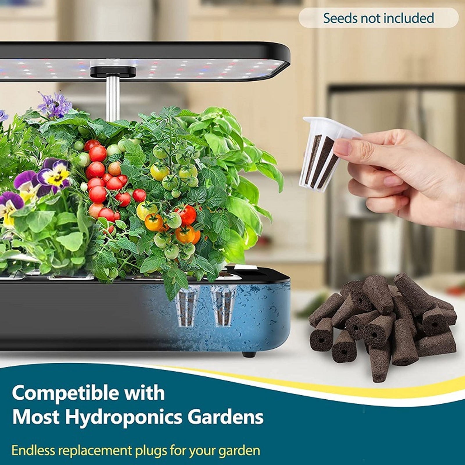 Xirurus 30 Set Plant Seed Starter Pods Kit with Seed Grow Baskets, Sponges, and Stickers, Hydroponic Growing Kit for Indoor Gardening, Tomatoes and Herbs (10.2 x 5.5 x 2.4 inches / 26 x 14 x 6 cm)