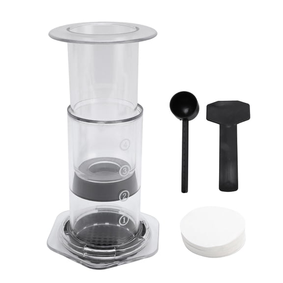 Xirurus 300ml Transparent Portable HandPress Coffee Maker Compact Outdoor French Press for Travel & Daily Brewing