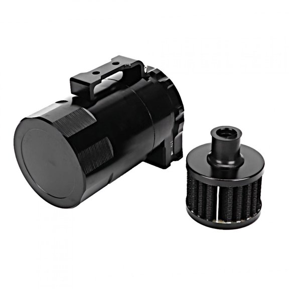 Xirurus 300ML Universal Aluminum Alloy Engine Oil Catch Can Tank with Air Filter, Automotive Engine Performance Modification Accessory Kit, Black, 4.9 in / 12.4 cm, Premium Replacement Parts
