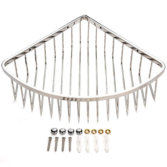 Xirurus 304 Stainless Steel Triangular Corner Shower Basket WallMounted, RustResistant, 12.019.65 Storage Shelf with Drainage & Screw Holes