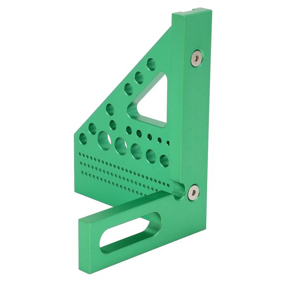 Xirurus 3D Multi-Angle Measuring Ruler, Green Metric Scale Multifunctional Woodworking Square Tool with Positioning Pin, Aluminum Alloy Carpentry Scribing Triangle Try Square (6.3 inches / 16 cm)