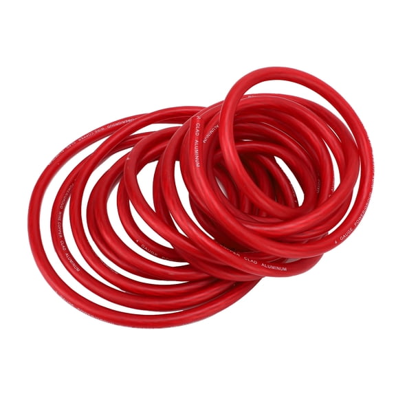 Xirurus 4 Gauge Wire Copper Clad Aluminum CCA Soft Touch 25ft / 7.62m 4 AWG Power Ground Cable for Car Speaker Systems RV Trailer Red[cite: 1]