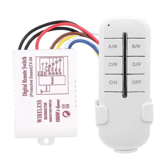 Xirurus 4 Way Wireless Remote Control Light Switch AC180-240V 4x1000W Output Receiver and Transmitter Kit for Home Ceiling Lamp Fixtures (4.72 inches / 12 cm) - No Battery Included