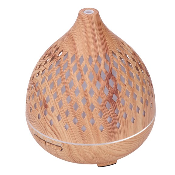 Xirurus 400ml Remote Control Humidifier with 7 Colors LED Hollow Wood Grain Silent Fragrance Diffuser for Room