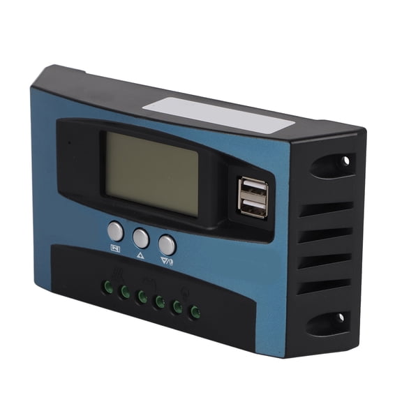Xirurus 40A Solar Charge Controller 12V 24V Intelligent Identification MPPT LCD Display Charge Regulator With Dual USB Ports Adjustable Parameters And Timer Setting (10A Discharge)