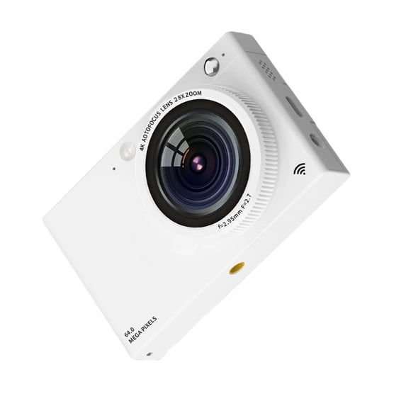 Xirurus 4K Digital Camera for Students and Teens, 64MP 2.83 Inches / 7.18 cm Screen Point and Shoot Vlogging Video Camera with 28X Digital Zoom, Built-in Flash and WiFi Connectivity, White