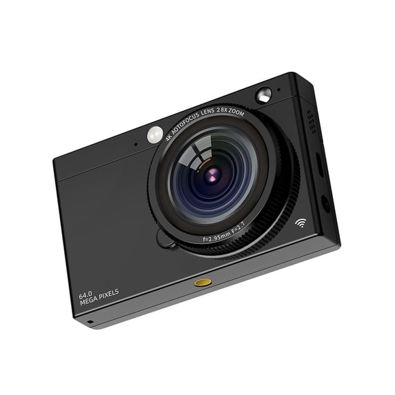 Xirurus 4K Digital Camera for Students and Teens, 64MP 2.83 Inches / 7.18 cm Screen Point and Shoot Vlogging Video Camera with 28X Digital Zoom, Built-in Flash and WiFi Connectivity, Black