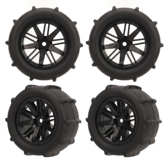 Xirurus 4PCS RC Tire Wheel Plastic Hub Rubber Black Strong Grip Pattern Shock Absorb RC Car Part for WLTOYS 144001 1/14 1/16 1/18, 3.15 inches / 80 mm