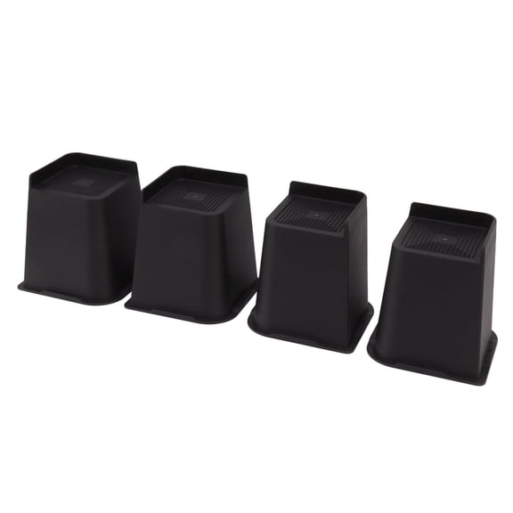 Xirurus 4Pcs Furniture Riser 6in Heavy Duty Slip Proof ABS Bed Rise Lift Block for Chair Sofa Table Desk Legs, Non-Slip Base, Black, 6.18 in x 6.69 in