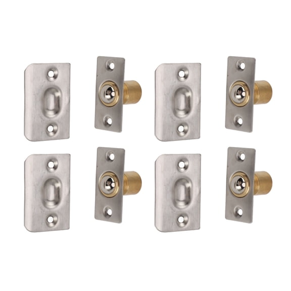 Xirurus 4Pcs Solid Brass Door Ball Catch Adjustable Spring Closet Latch for Cabinet Pantry Double Doors, Invisible Door Hardware, Screws Included, 2.09 in / 53 mm (Silver Finish)
