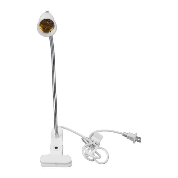 Xirurus 5.9ft E26/E27 Clip Desk Lamp Holder with 11.8in Gooseneck, 5.9ft Cable, Strong Clamp, Wired Switch – Ideal for Bedroom, Office, Living Room