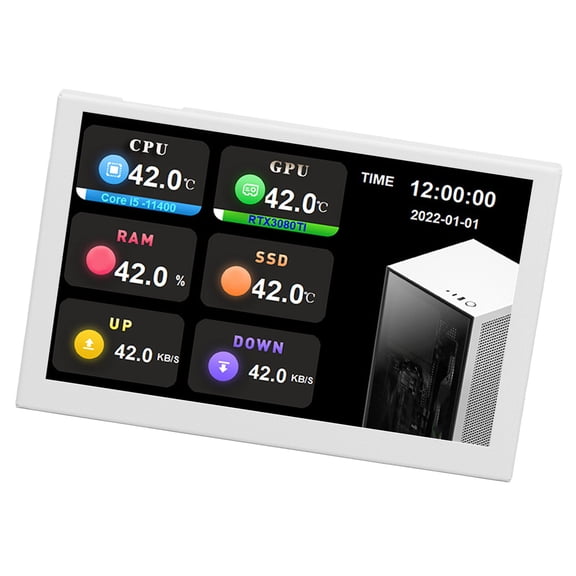 Xirurus 5 Inch IPS USB Mini Screen PC Data Monitor 800x480 Sub Screen Computer Temperature Display for AIDA64 Aluminum Alloy Casing Smart Display, 5 inches / 12.7 cm White
