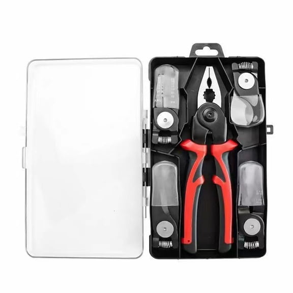 Xirurus 5-in-1 Interchangeable Head Pliers Set, Multifunctional Combination Vise, Wire Stripper, Cutter and Crimping Tool Kit, Red/Black/Silver