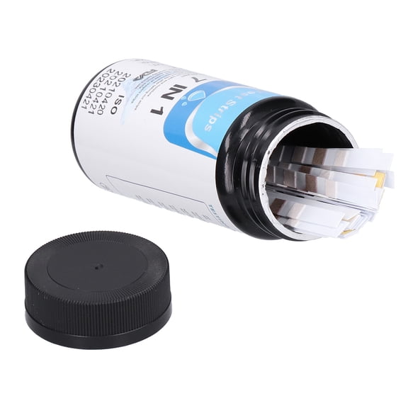 Xirurus 50Pcs 7-in-1 Pool Water Quality Test Strips, Multifunctional Aquarium SPA Water Hardness Test Paper Kit for PH Total Chlorine Bromine Nitrite Alkalinity, 4.33 inches / 11 cm
