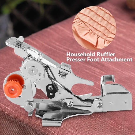 Xirurus 55705 Household Ruffler Presser Foot Attachment Sewing Machine Presser Foot with Lock Cylinder, Durable Stainless Steel Material, Pink Box, 3.5 inches / 9 cm